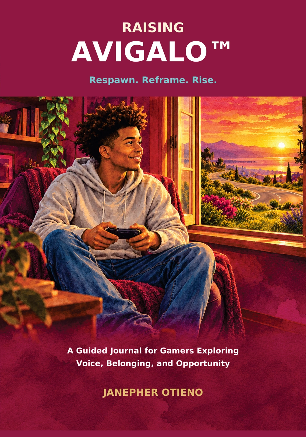 Raising AVIGALO cover showing a gamer looking through an open window toward a road ahead